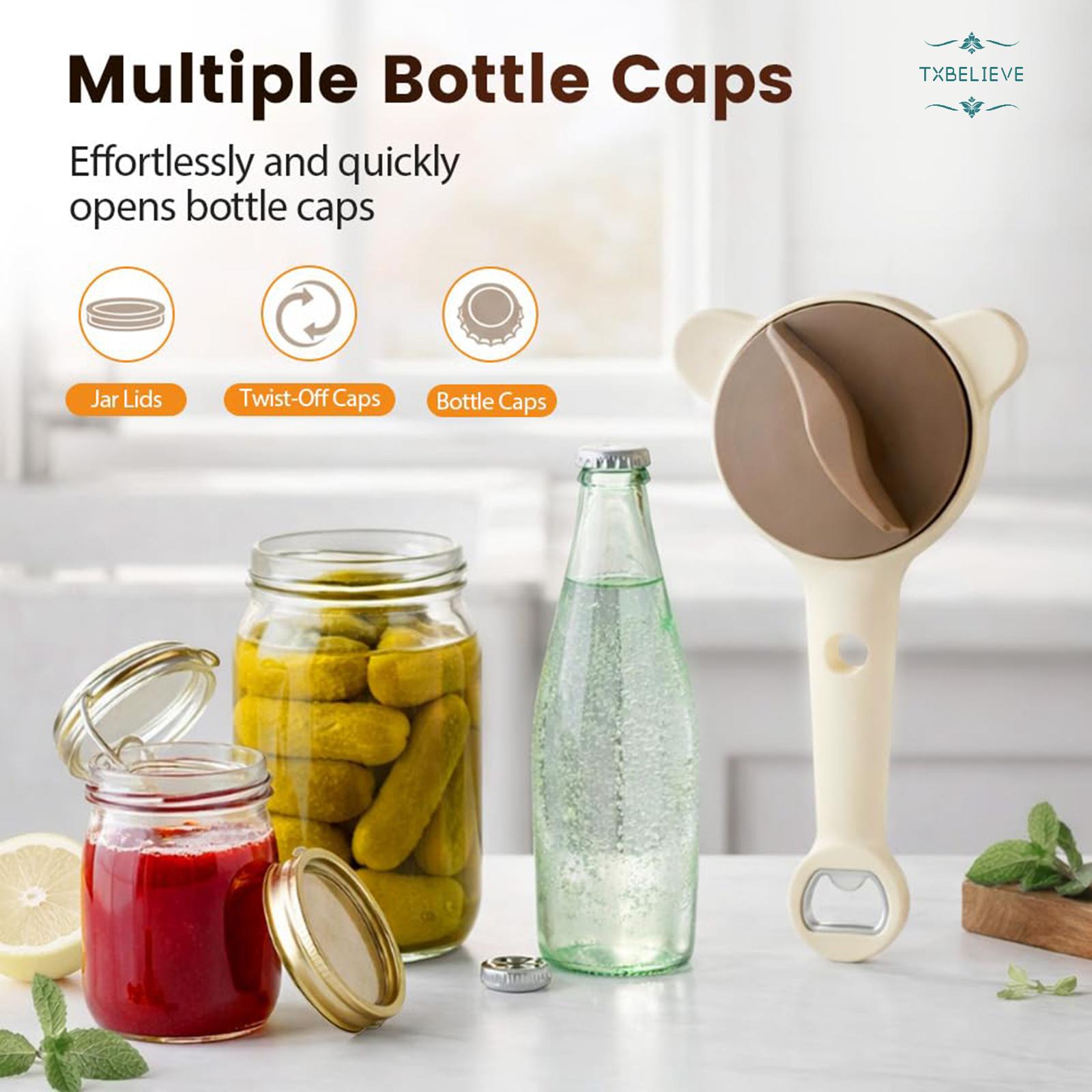 4 in 1 Multi-Purpose Jar Opener, 2026 Upgrade Adjustable Three Claw Bottle Opener with Non Slip Teeth, Multi Size Lid Tool for Jars Cans Wine Bottles, Home Kitchen Helper (1pcs)