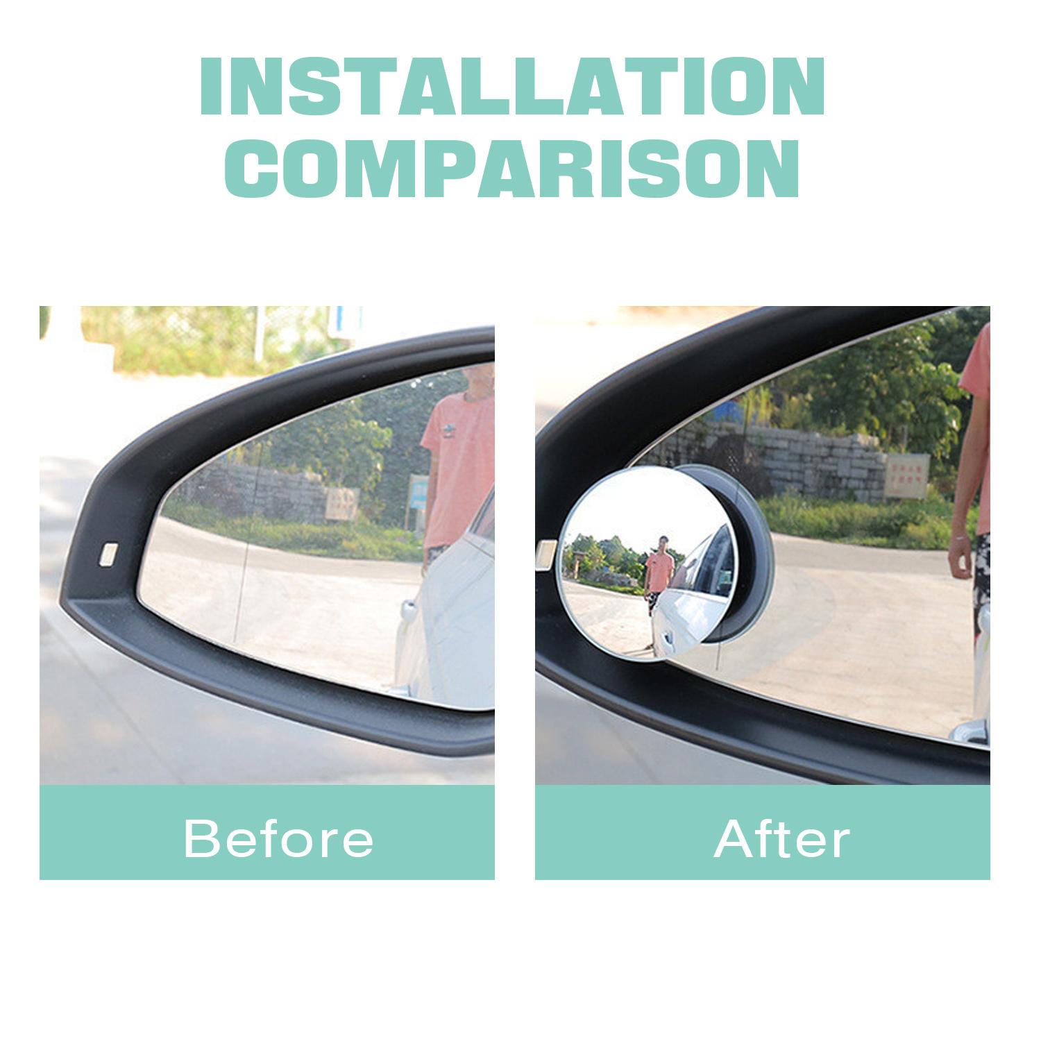 4Pcs 360° Adjustable HD Convex Blind Spot Mirrors, Wide Angle Side Rear View Mirrors for Cars SUVs Vans