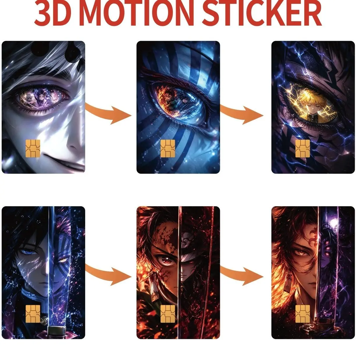 Demon Slayer Credit Card Sticker, 2-Pack 3D Motion Sticker Anime Debit CardSkin, Cute Kawaii Gift for Anime Fans, Vinyl Ultra SlimWaterproof Scratch-Resistant, Easy Apply & Remove Mitsuri Kanroji, Tanjiro Kamado, Muichiro Tokito