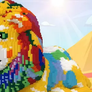 2026 New Animal Series 18,888PCS Rainbow Lion Micro 3D Building Block Model, DIY Assembly Craft Kit, Perfect Holiday & Birthday Gift