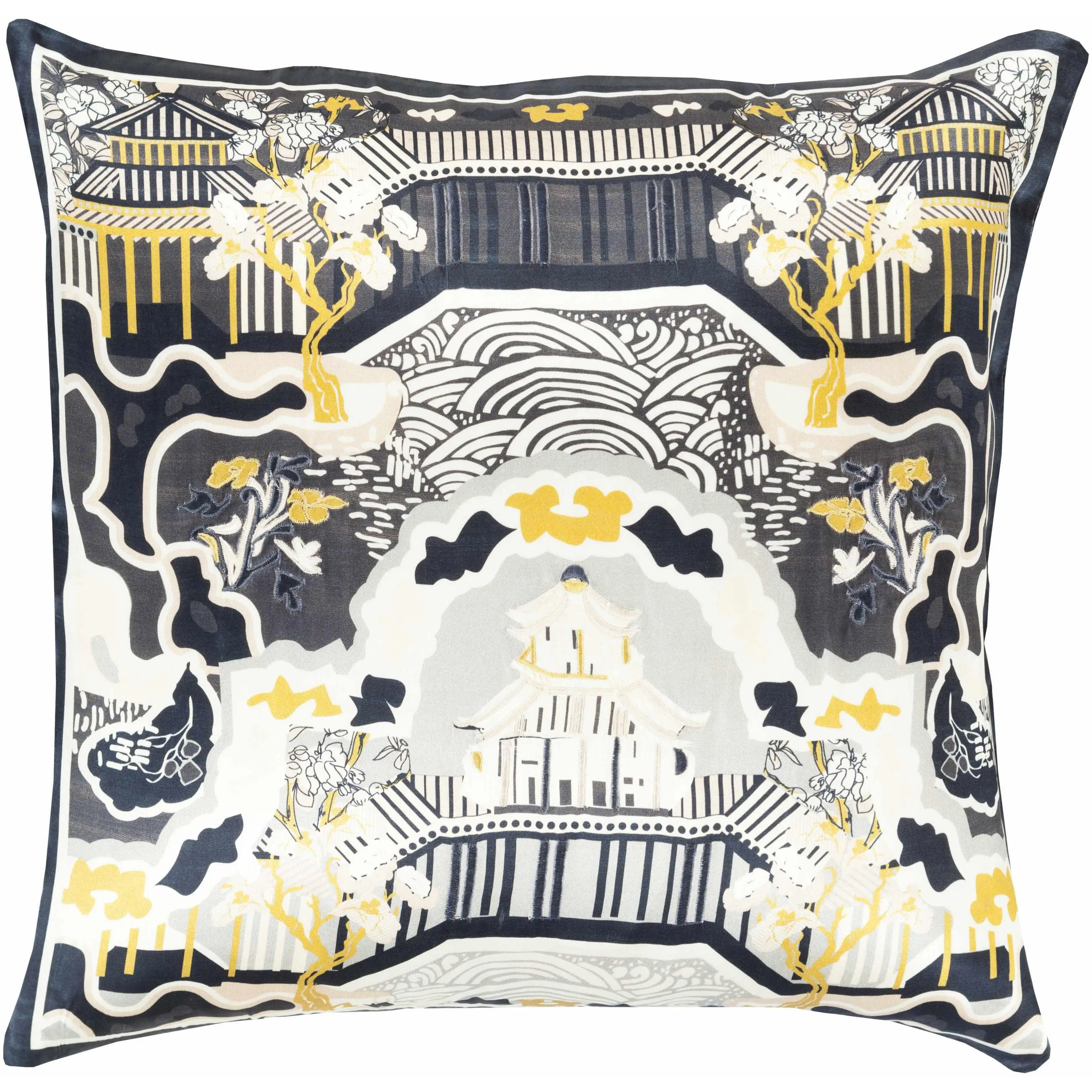 Fazeley Traditional Bohemian Throw Pillow - Silk Front Couch Cushion, Indoor Use Household Textile Room Decor Accessory, Clearance Item