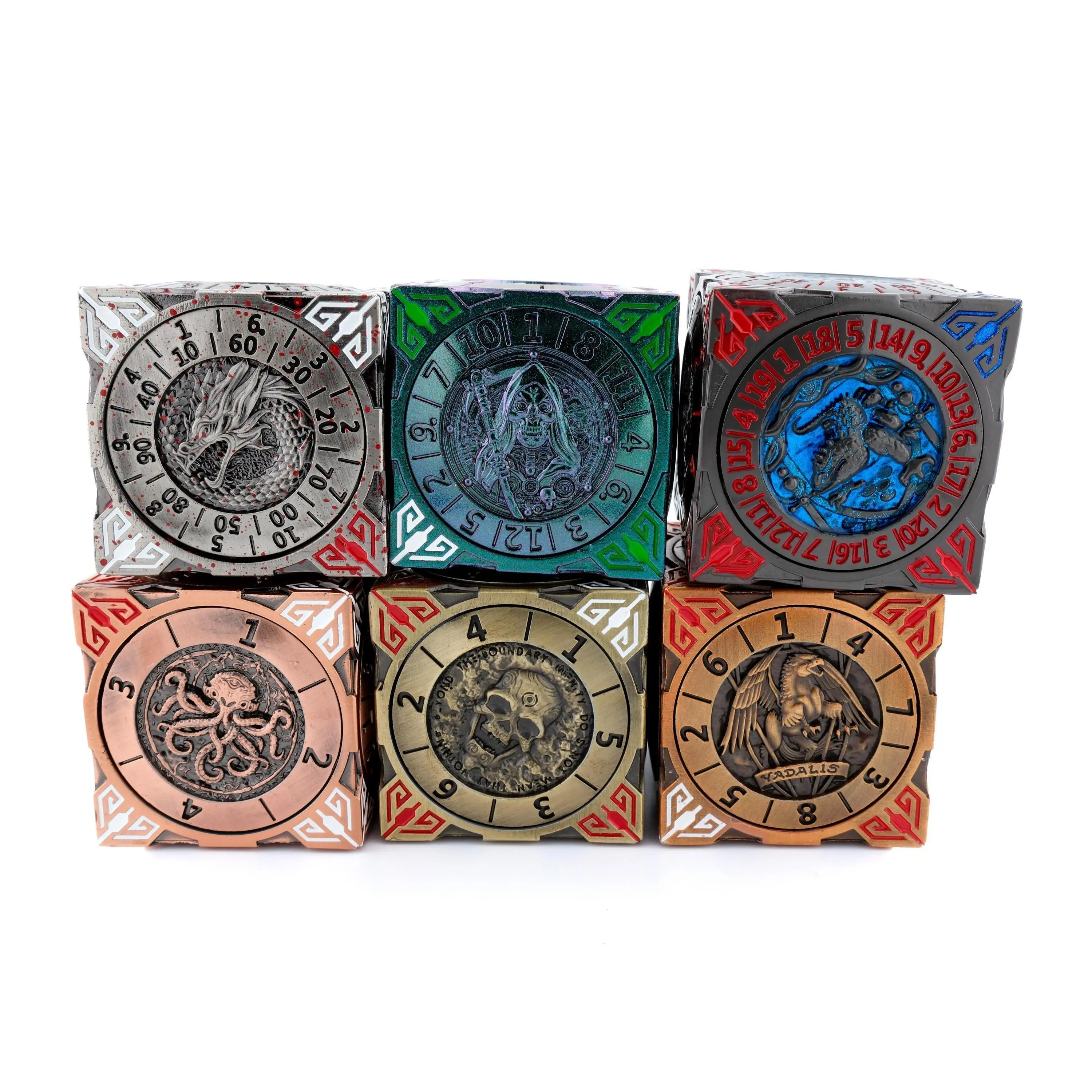 Cube Of Fate Spinning Polyhedral Metal Dice Set - 7-in-1 RPG Metal Dice Set for Tabletop Games & Puzzles, Polyhedral Metal Set