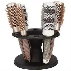 1 counts Professional hair styling tool organizer, plastic circular brush holder, suitable for ceramic roll combs and cushion style pick combs, barber desktop storage rack, salon accessory display rack