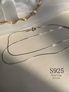 S925 Sterling Silver Chain Necklace, Fashion Jewelry for Party, Daily Clothing Decor, Trendy All-match & Exquisite Jewelry for Birthday Gift, Minimalist Chain Necklace