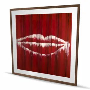212 MAIN Framed Graffiti Wall Art - 48x48 in, Bold Mouth Modern Abstract Design, Matted Finish, Art Wall Decoration for Bedroom Home Decor