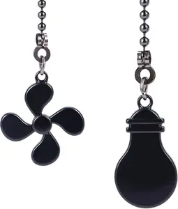 2 Pack Ceiling Fan Pull Chain Extension Set, 12 Inches Fan Light bulb Shaped Pull Chains Extenders for Ceiling Fans and Lamps, Decorative Fan Pulls Pendant for Bedroom Living room (1Light and 1 Fan)