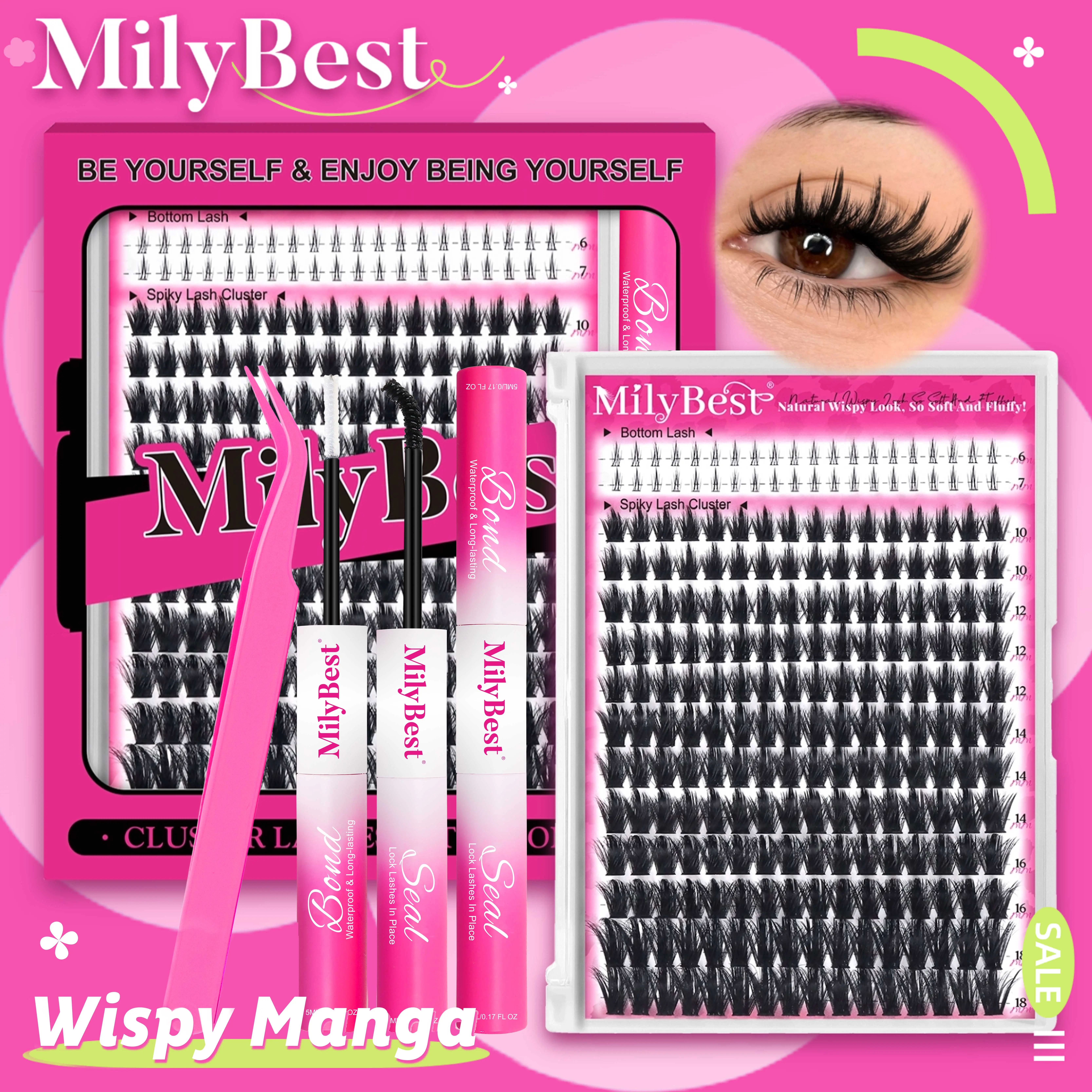 Milybest 100D Wispy Lash Clusters Kit 10–18mm | Natural  D Curl DIY Lash Extensions Soft Individual Cluster Lashes