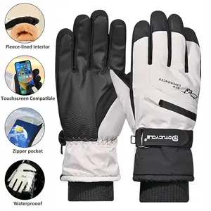 Outdoor Winter Gloves, Touchscreen Compatible and Windproof Full-Finger Gloves for Sports, Zipper pocket, Travel,and Daily Activities, or Cycling Driving Running Hiking