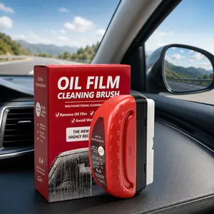 Oil Film Cleaning Brush for Car Windows, 2026 Upgraded Clear Vision Windshield Cleaner with Anti-Rain Coating, Improving Clarity & Safer Driving, Kit with Supplements & Towel