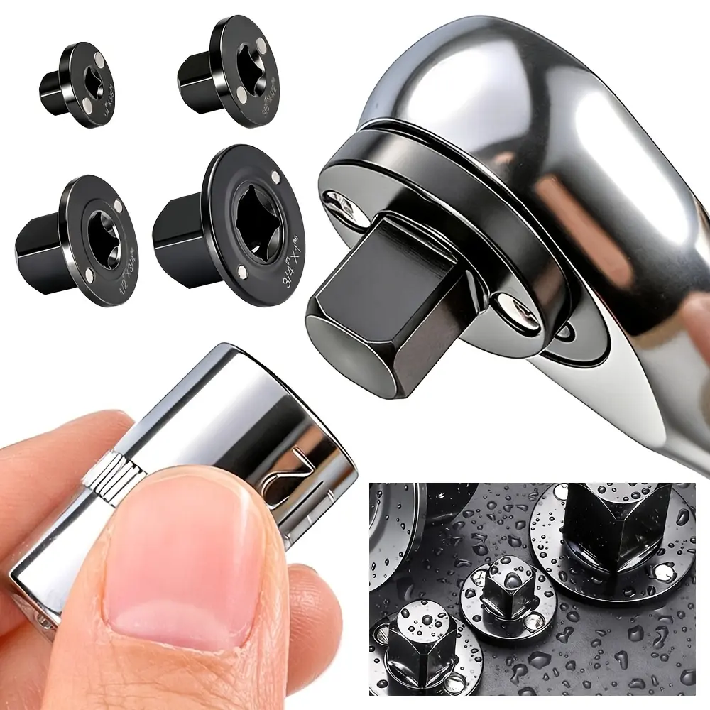 4pcs/Set Low Profile Impact Socket Adapter Set, Ratchet Adapter Kit 3/8" to 1/2", 1/4" to 3/8", 1/2" to 3/4", 3/4" to 1" for Tight Spaces, Cr-Mo Steel