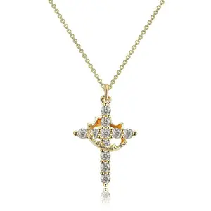 TEWIKY Crown&Cross Pendant Choker Necklace for Women Men for Daily Clothing Decor Trendy All-match&Exquisite Jewelry for Women gift