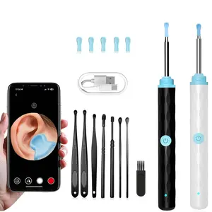 Smart visual ear canal cleaning stick, earwax removal tool, shovel-shaped ear canal cleaner with in-ear camera, HD otoscope, earwax remover, ear picker with 6 LED lights for cleaning earwax