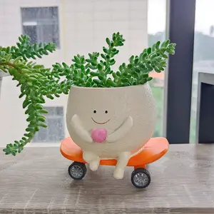 Cute Small Plant Succulent Cartoon Skateboard Flower Pot Craft, Creative Home Decorative Planter, Outdoor Garden Decoration, Portable Garden Planters