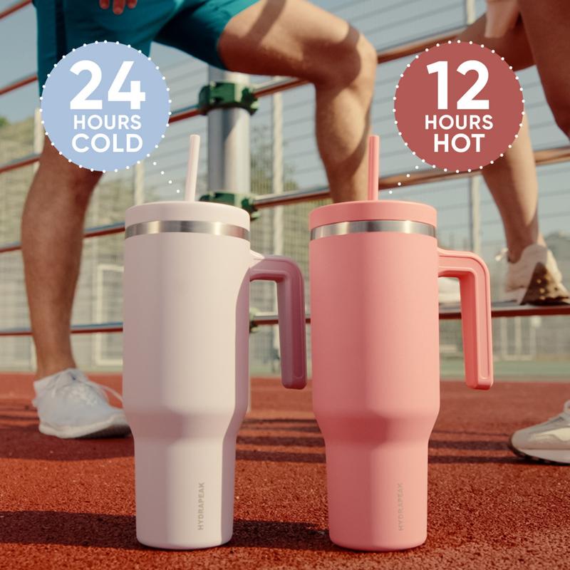 HYDRAPEAK Voyager 40oz Stainless Steel Tumbler with Handle, Insulated Water Bottle with Straw & Lid, Reusable Travel Mug Flask - Containers HYDRAPEAK Voyager 40oz Stainless Steel Tumbler with Handle, Insulated Water Bottle with Straw & Lid, Reusable Travel Mug Flask - Containers