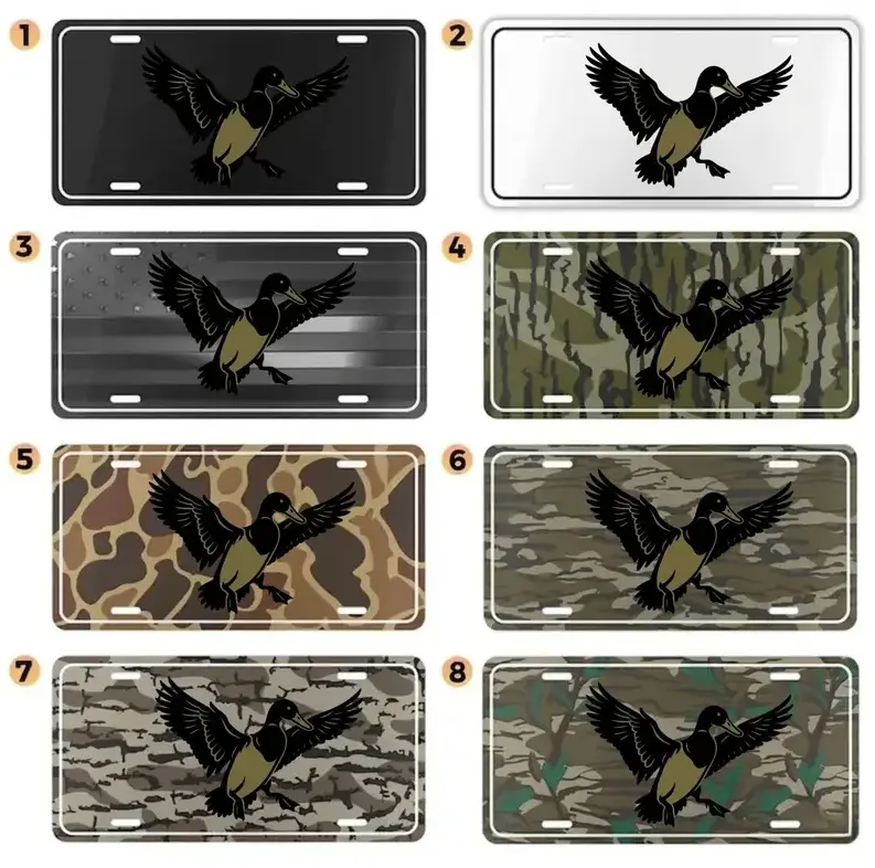 [Drake Waterfowl, Flying Mallard & Camouflage Vibe] Drake Waterfowl Flying Mallard Camouflage Aluminum License Plate, Waterfowl Hunting 12x6 Front Car Tag, Outdoorsman Vehicle Vanity Decor