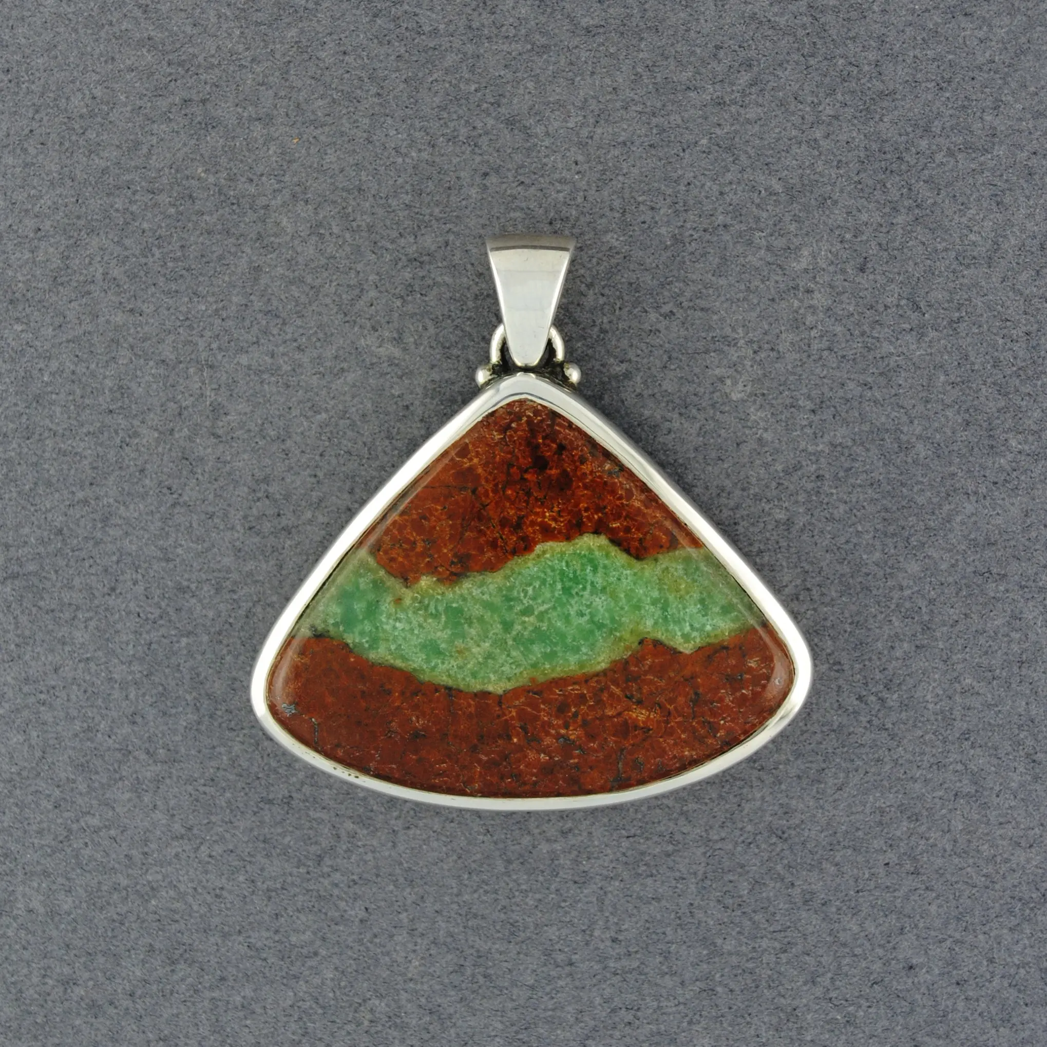 Sterling Silver Boulder Chrysoprase Triangle Pendant