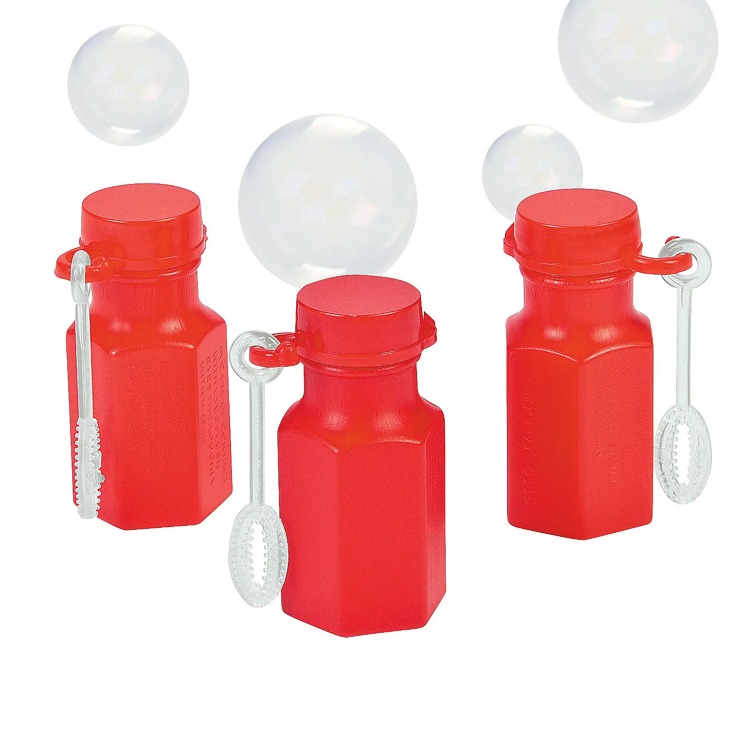 Oriental Trading Company Bulk 48-Pc Plastic Mini Hexagon Red Bubble Bottles with Wand, Mesmerizing Bubbles Party Favors for Ages 4+, Hand Out Supplies for Birthday Parties