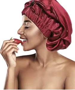 Beauty Button Drawstring Bonnet - Satin Material - Fashion Accessories