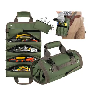 Roll Up Tool Bag - Sturdy, High-Strength, Multi-Functional, Reinforced Portable Waterproof Organizer with Detachable Pouches, Work Accessories | Ideal for DIY, Mechanics, Sturdy Tool Bags