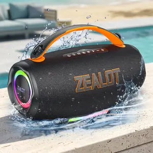 140W Maximum power【ZEALOTs 】Portable wireless speaker, high fidelity sound and audio, desktop Bluetooth speaker surround sound,RGB ambient light, 24000mAh long battery life, supports USB/TF card/AUX/BT smartphones. Ideal choice for family/car/party