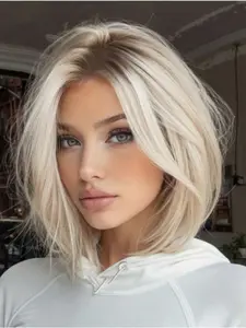 12-Inch Short Straight Wig, Heat-Resistant Fiber Full Headpiece, Natural Look, Versatile Daily Wear, Elegant Design for Women