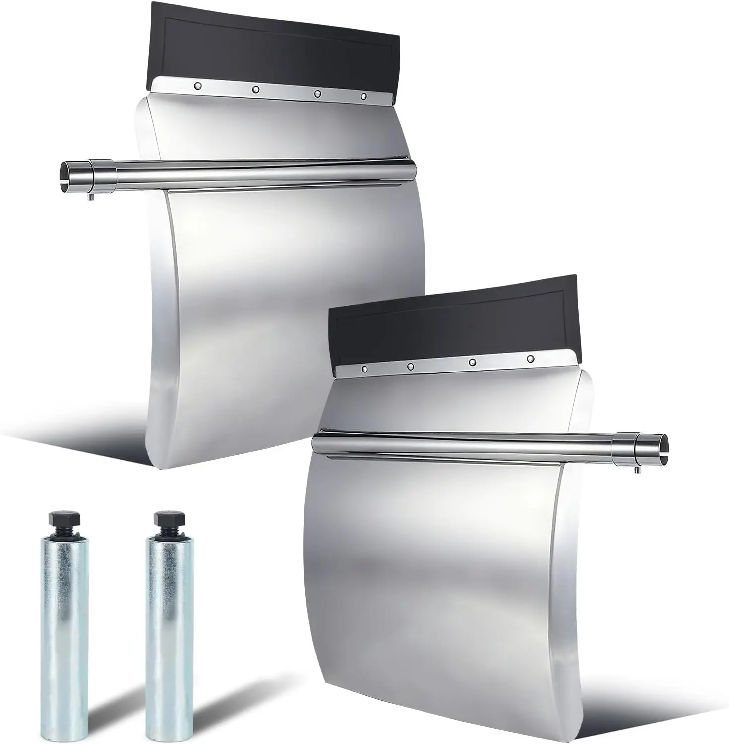 24"x29" Stainless Steel Quarter Fender Splash Guard Pair Set for Semi Trucks, Rust-Resistant, Easy Cleaning, Quick Bolt-On Mount - Includes Mounting Hardware & Brackets