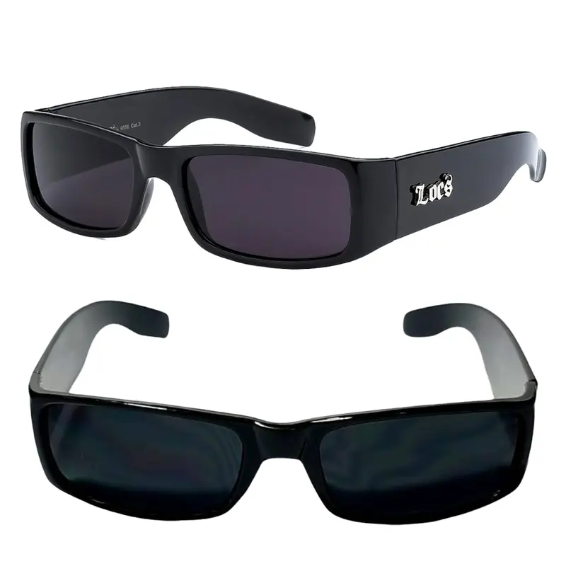 OG LOCS Slim Oval Fit Wrap Around Style Side Logo Trendy Super Dark Sunglasses