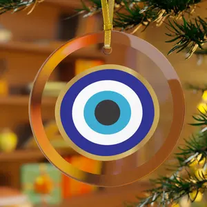 Round Evil Eye Glass Ornament, Christmas Ornament