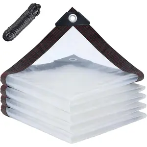 Clear Tarps 4x6ft, Waterproof Tarp Transparent with Grommets for Outdoors Anti-Tear for Chicken Coops Covering Firewood