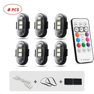 RGB Led Aircraft Strobe Light Remote Wireless Motorcycle Flash Light Warning Lights for Bike Car Multifunctional free