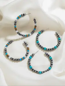 2024 New Style Vintage Turquoise Texture Decor Hoop Earrings, Boho Style Jewelry for Women & Men, Trendy All-match & Exquisite Jewelry for Birthday Gift, Trendy Jewellery Accessories