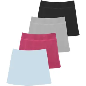 Real Essentials 4 Pack: Girls' Active Skirt Athletic Performance Skort - Tennis Golf Skirt with Bike Short Lining (4-16)