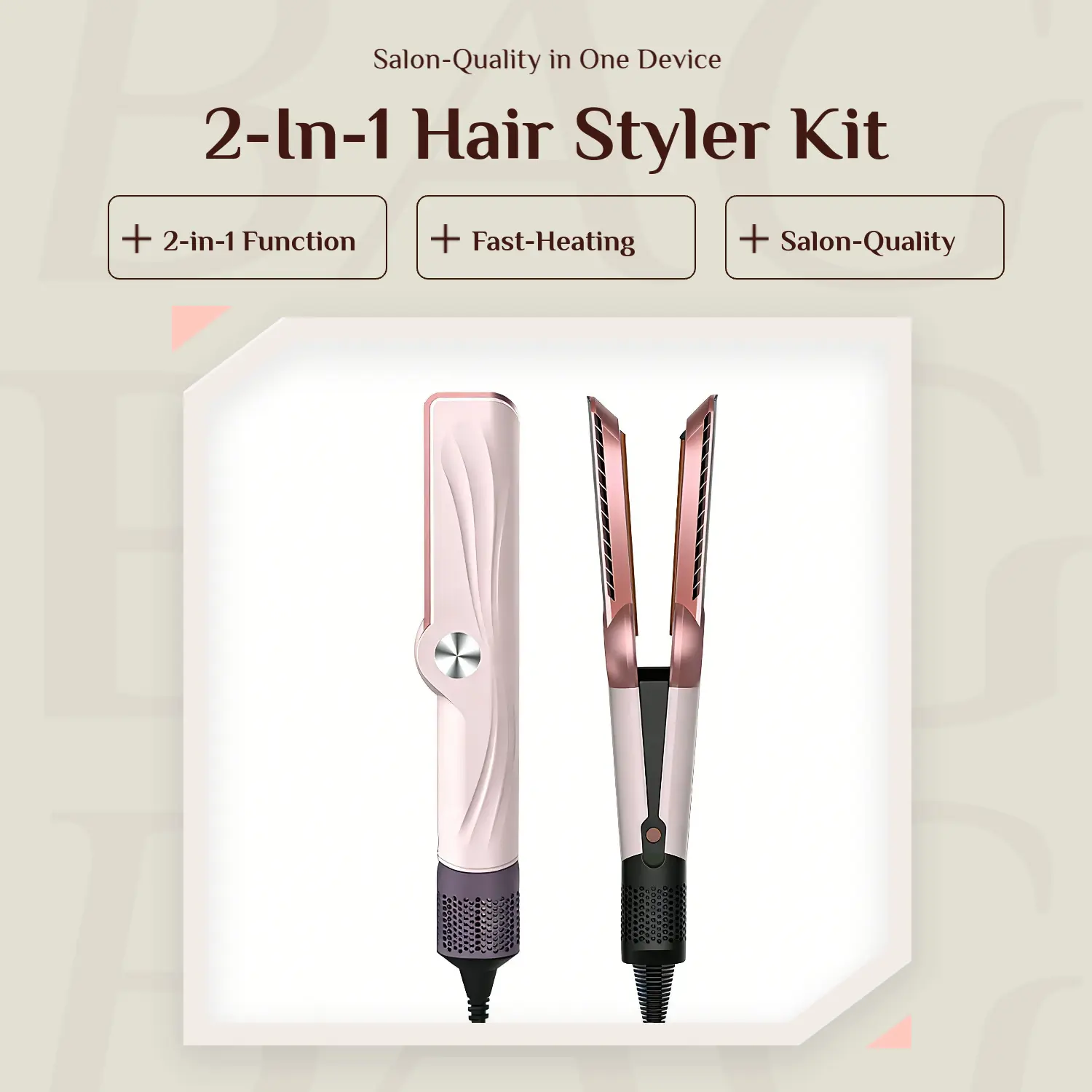 2-in-1 Air Hair Straightener & Wet-to-Dry Blow Dryer, LCD Display, Adjustable Temperature, Fast-Heating, High-Speed Airflow, 200M Negative Ions, Salon-Quality for 1A-3C Hair Types & 12-32in Medium-to-Long Length, Mother's Day Gift