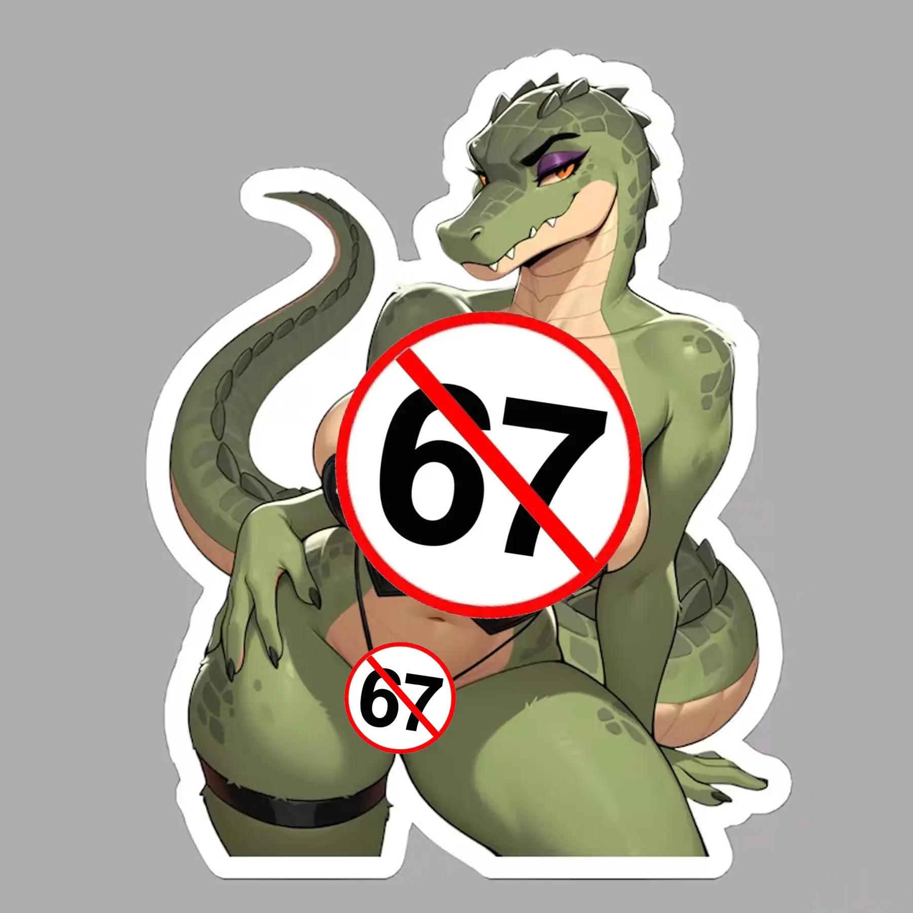 Curvy Furry Crocodile Sticker, Anime Anthro Crocodile Vinyl Decal, Kiss-Cut Die-Cut Waterproof Laptop Luggage Sticker