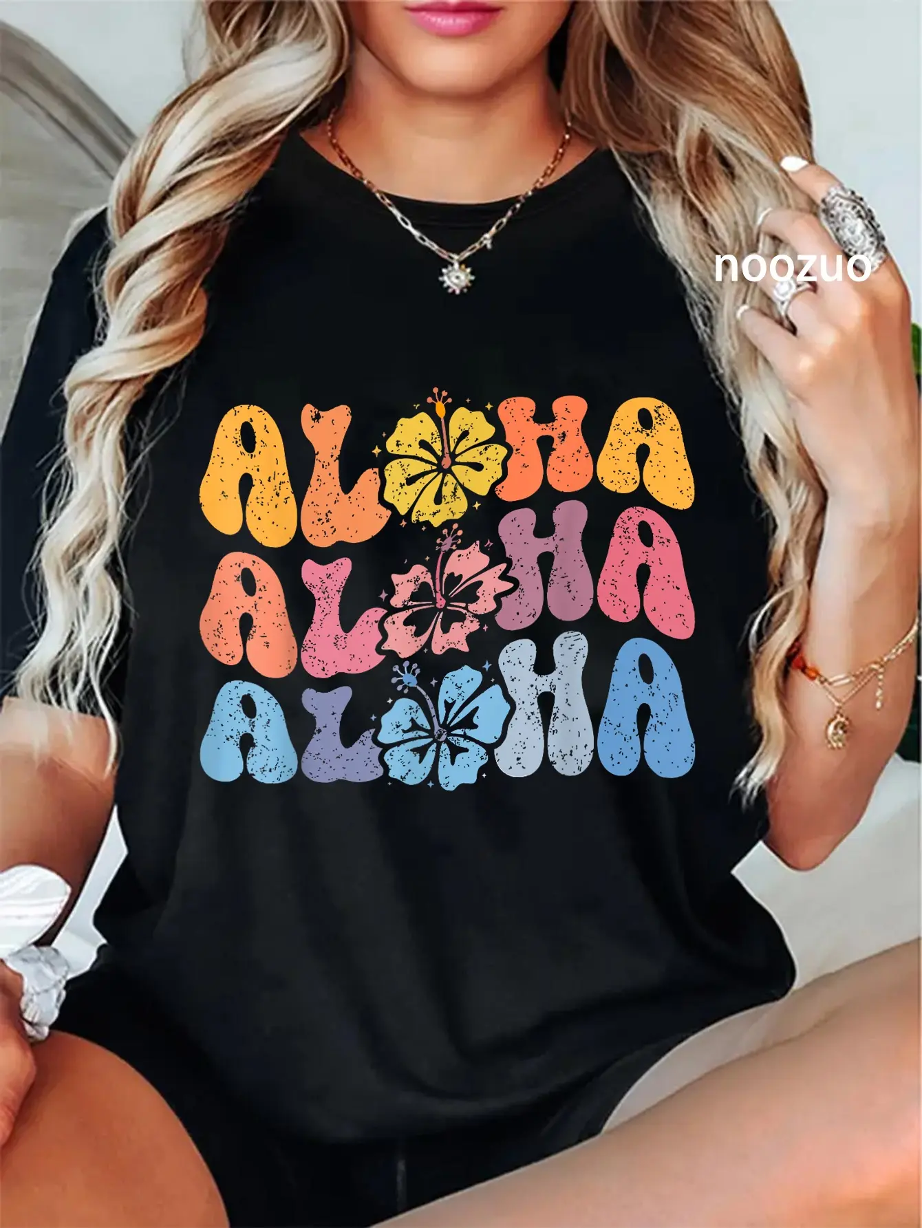 100% Cotton Aloha Hawaiian Summer Vacation Shaka Hibiscus Girls T-Shirt