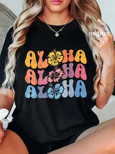100% Cotton Aloha Hawaiian Summer Vacation Shaka Hibiscus Girls T-Shirt