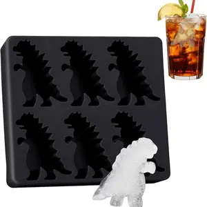 Dinosaur Shaped Ice Cube Mold, 1 Box 6-grid Silicone Ice Cube Maker with Tray, Ice Tray for Freezer, Kitchen Accessories, Bar Utensils, Home Bar Accessories, Ice Molds