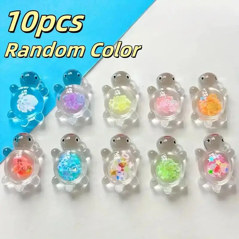 Luminous Turtle Design Decoration, 10pcs/set Glow in The Dark Turtle Pendant, Animal Pendant, DIY with Charms Jewelry Making Supplies for Necklace & Keychain, Luminescent Pendant