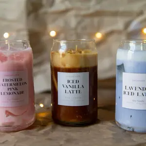 BlueCandle Ice Coffee Candle - Iced Vanilla Latte Scented Soy Candle in Glass Jar