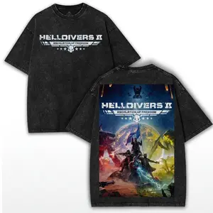 Helldivers II Escalation of Freedom Oversized Washed Tee – Action Shooter Video Game Graphic Shirt for True Fans Collector Drop