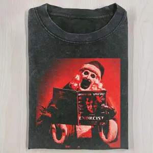 Scary Christmas Art Clown T-shirt, Vintage Terrifier Santa Funny Shirt, Christmas Horror Tee, Gift For Her, Him, Streetwear, Viral Tee, TikTok Trending