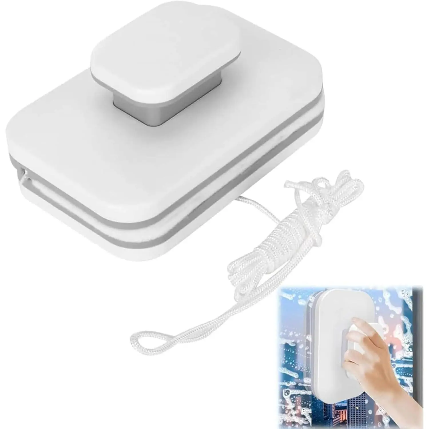 Magnetic Windshield Cleaner Tool, 2026 New Magnetic Double-Sided Window Cleaner with Anti-Falling Rope, Glass Thickness 3-10mm, Adjustable Magnetic Windshield Cleaner, for Home Windows and Car Glazed