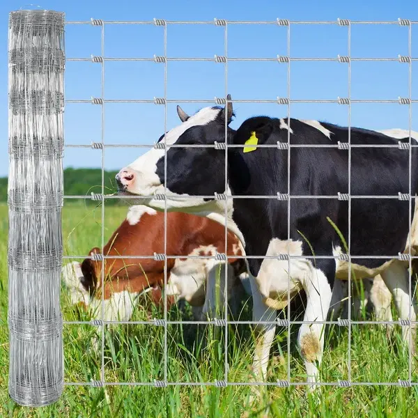 Garvee 4' * 328' Heavy Duty Galvanized Wire Livestock Fence - Industrial Metal Mesh for Cattle, Goat & Deer Fencing Roll, Farm, Ranch & Yard Protection - Durable, Welded Construction