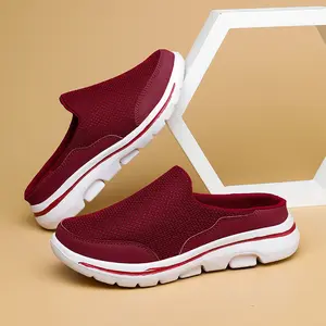 Unisex Backless Slip On Walking Mules Shoes, Breathable Mesh Closed Toe Slide Sneakers, Cushioned Arch Support Platform Clogs for Men Women Casual Daily Outdoor Walking