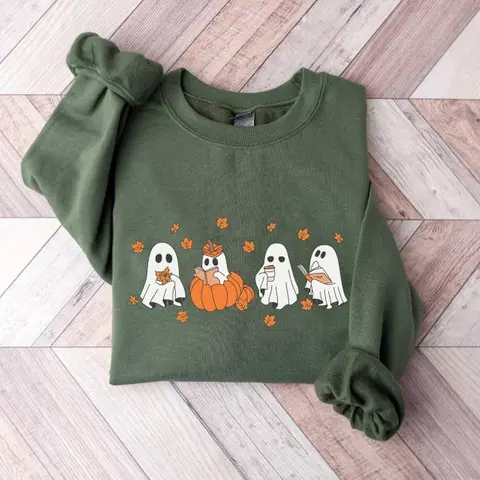 Fall Ghost Sweatshirt/T-shirt, Floral Ghost Shirt, Halloween Ghost Sweatshirt, Flower Halloween Shirt, Sweatshirt, Fall Sweater, halloween sweater