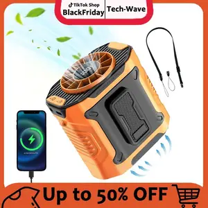 TikTokShopfalldealsforyou Personal Waist Portable Rechargeable Fan, 8H Runtime, 5000mAh Battery Power bank，3 Speeds 5300RPM Airflow, LED Light, Wearable Belt Fan for Outdoor, Jobsite, Farms, Traveling, Fishing