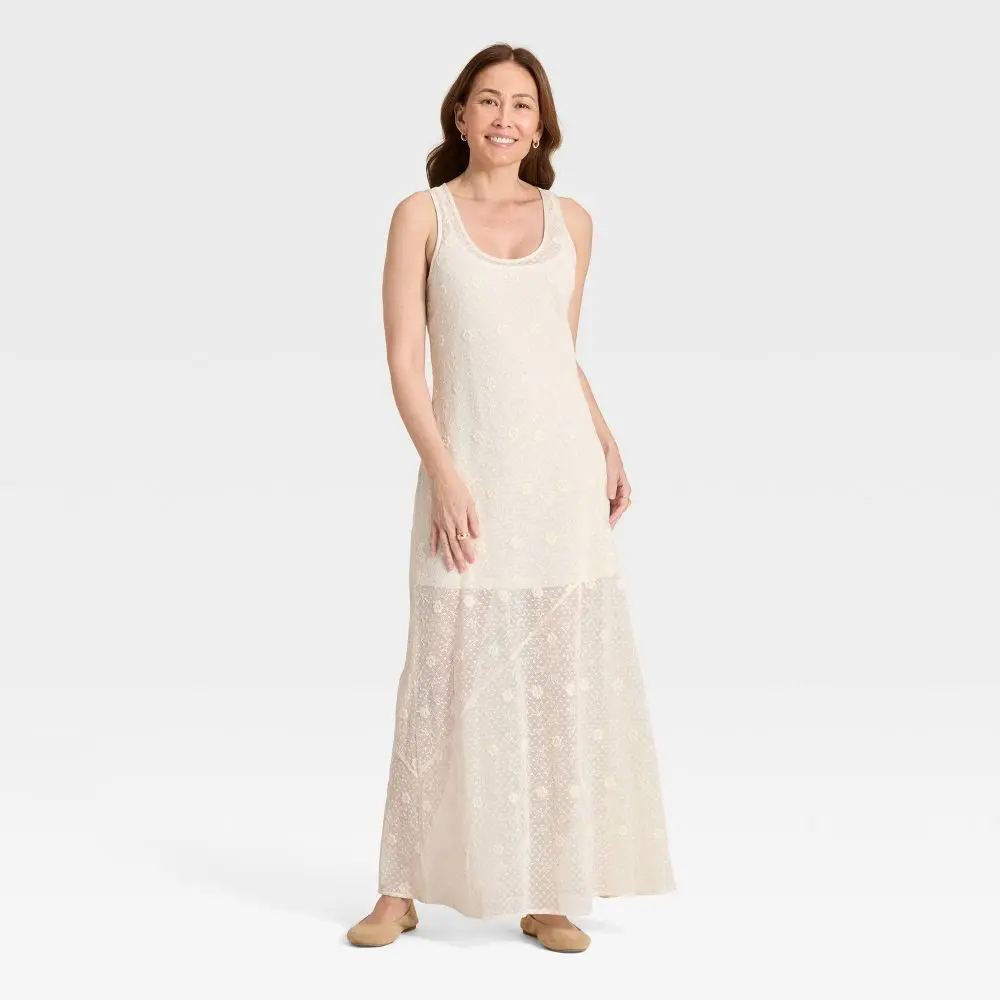 Universal Thread Women's Lace Maxi A-Line Dress
