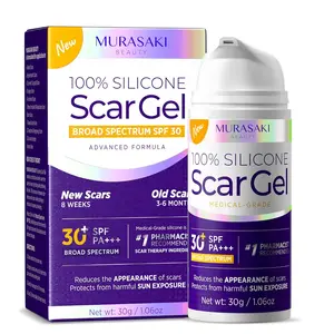Murasaki Beauty Silicone Scar Gel Scar Cream: SPF 30 Advanced Medical-Grade Formula for Surgical Scars, C-Section, Stretch Marks, Acne, Burns, Keloids, Old & New Scars – Broad Spectrum UV Protection