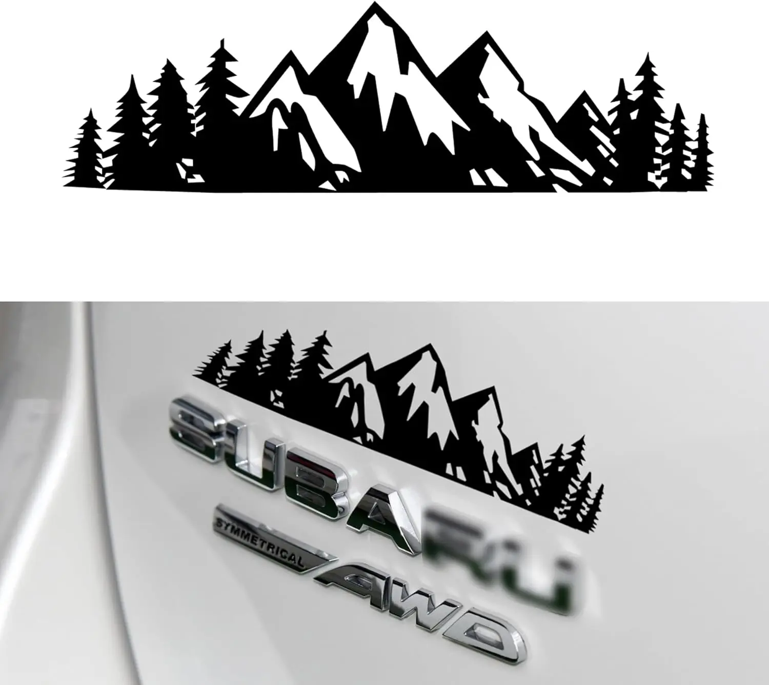Snow Mountain & Tree Vinyl Car Decal - 3.5in Waterproof Durable Sticker for Cars, Adventure-Ready Automotive Exterior Accessory, Cars Accessories