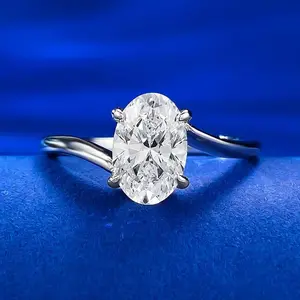 S925 Sterling Silver Oval Cut Oval Ring 6*9 6A Cubic Zirconia Ring fashion jewelry accessory woman girl promise ring-397